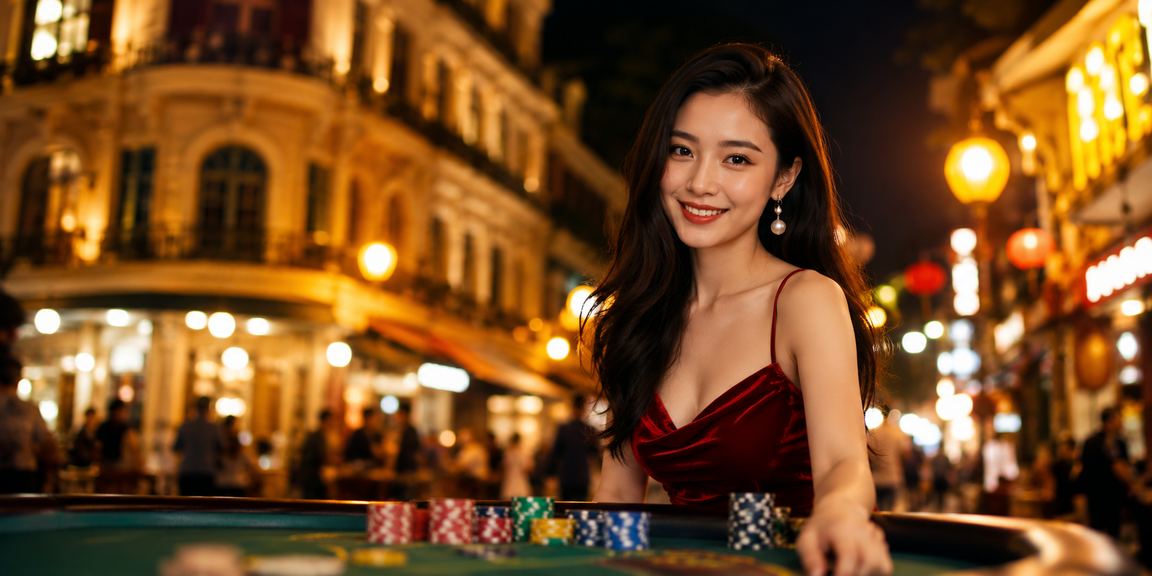 Sảnh casino trực tuyến tại Hà Nội vào ban đêm